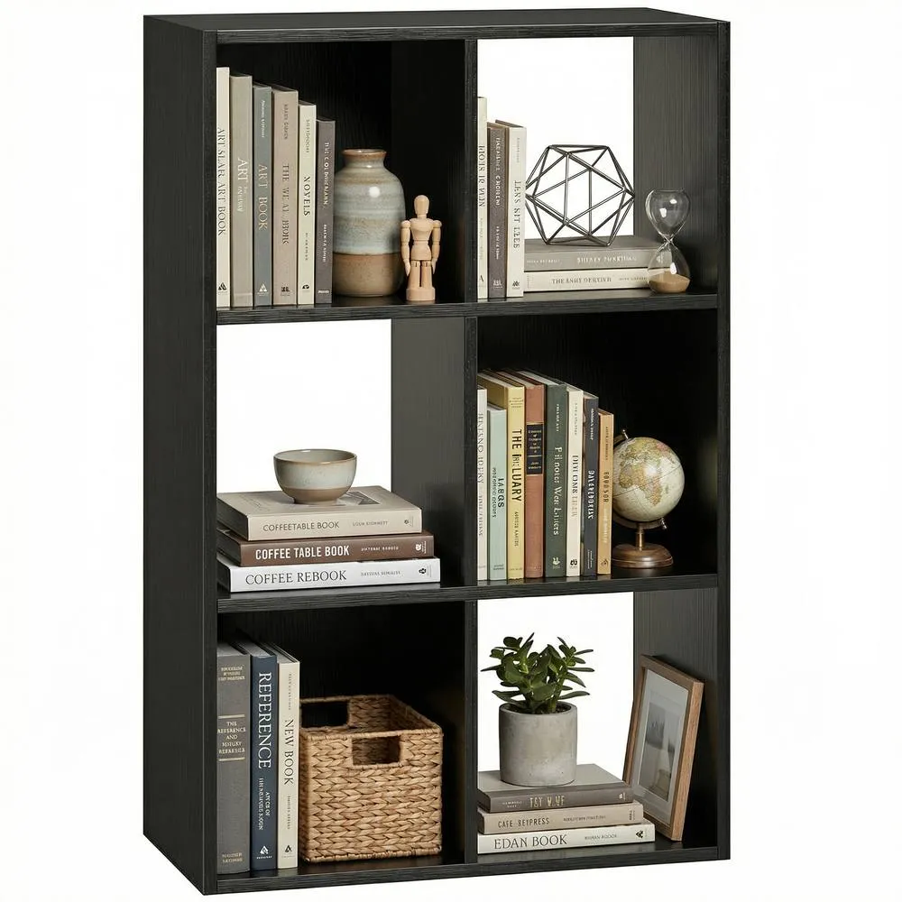 HOMCOM Industrial Style Storage Shelf, Bookcase, Bookshelf in Black 2