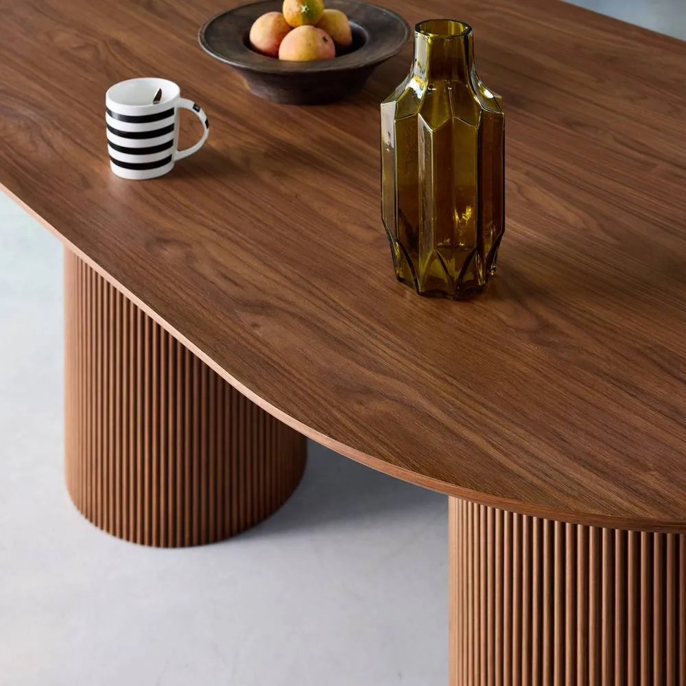 sweeek Oblong dining table with carved wood effect, seats 4-6, 180cm in Dark Brown 5