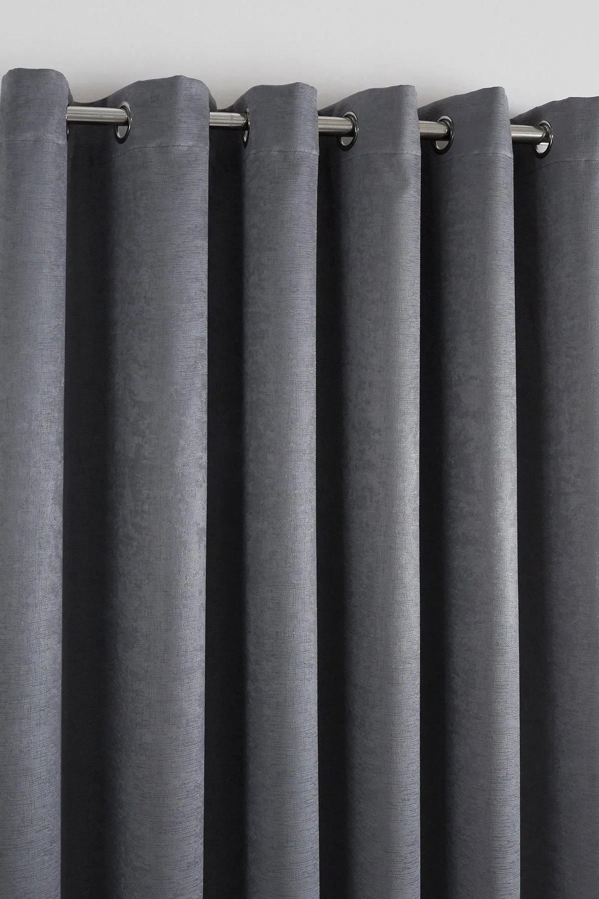Fusion 'Strata' Triple-Woven Dimout Eyelet Curtains in Charcoal 2