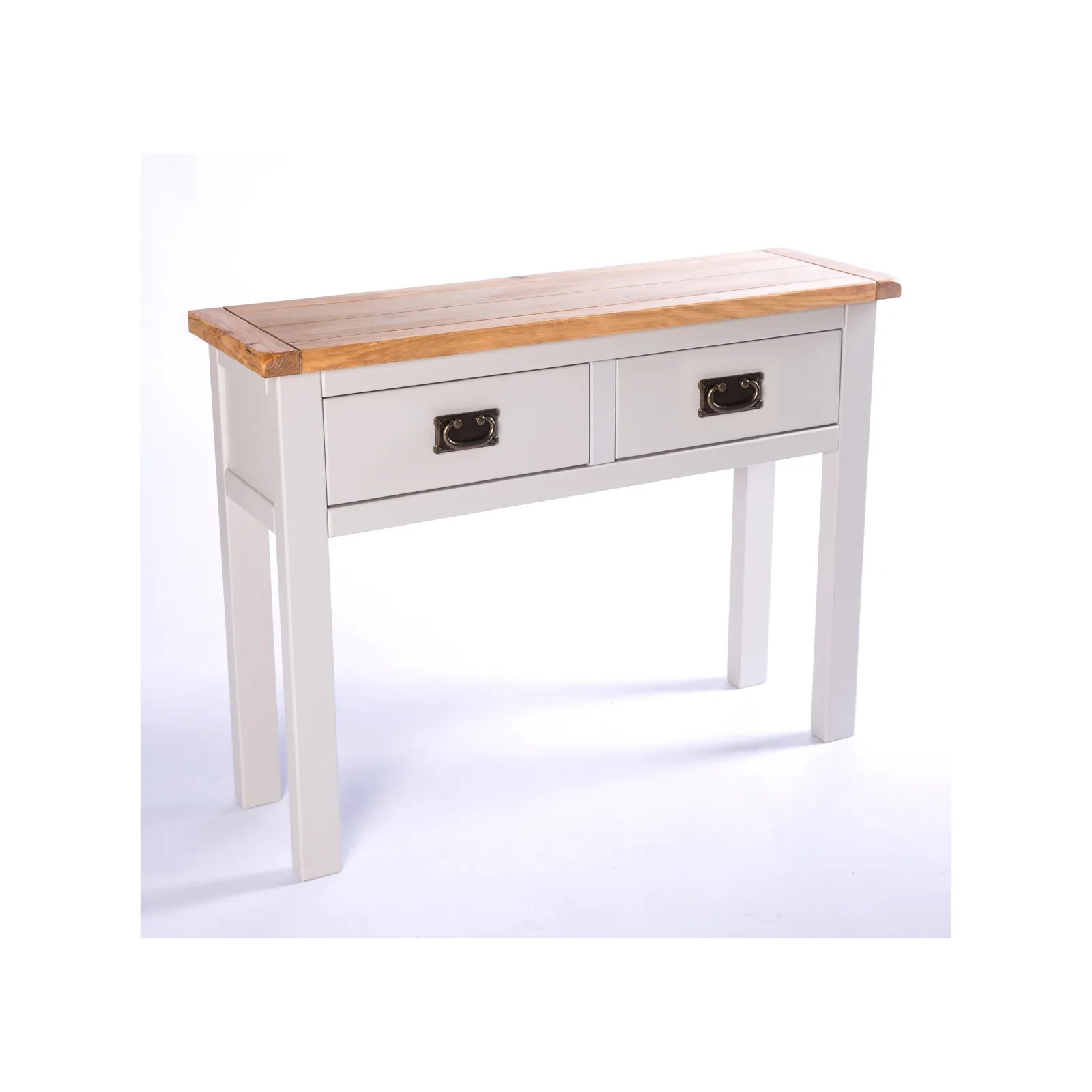 Cabinet Bits Argenta Light Grey 2 Drawer Console Table Brass Drop Handle 2