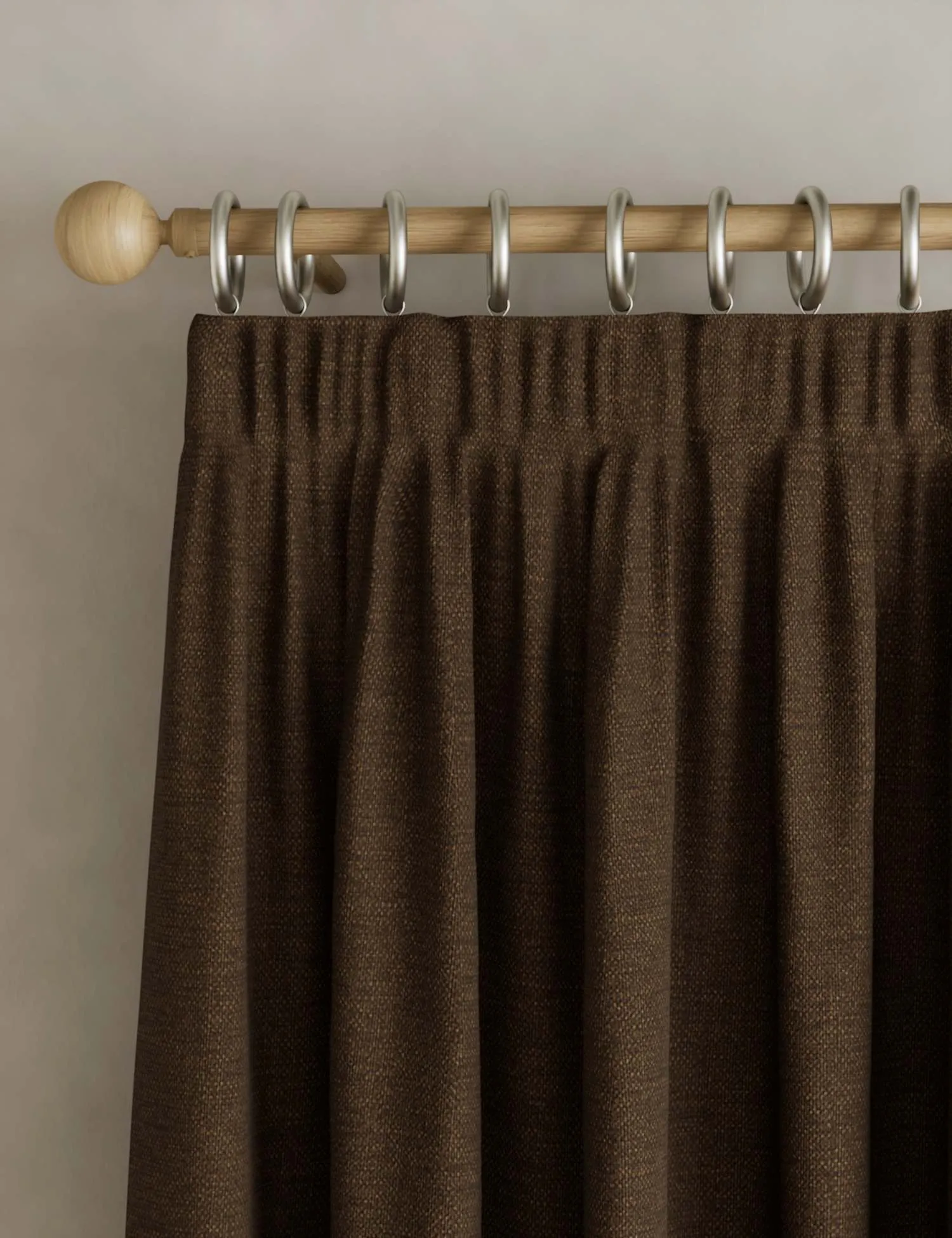 M&S Brushed Pencil Pleat Blackout Thermal Curtains Chocolate