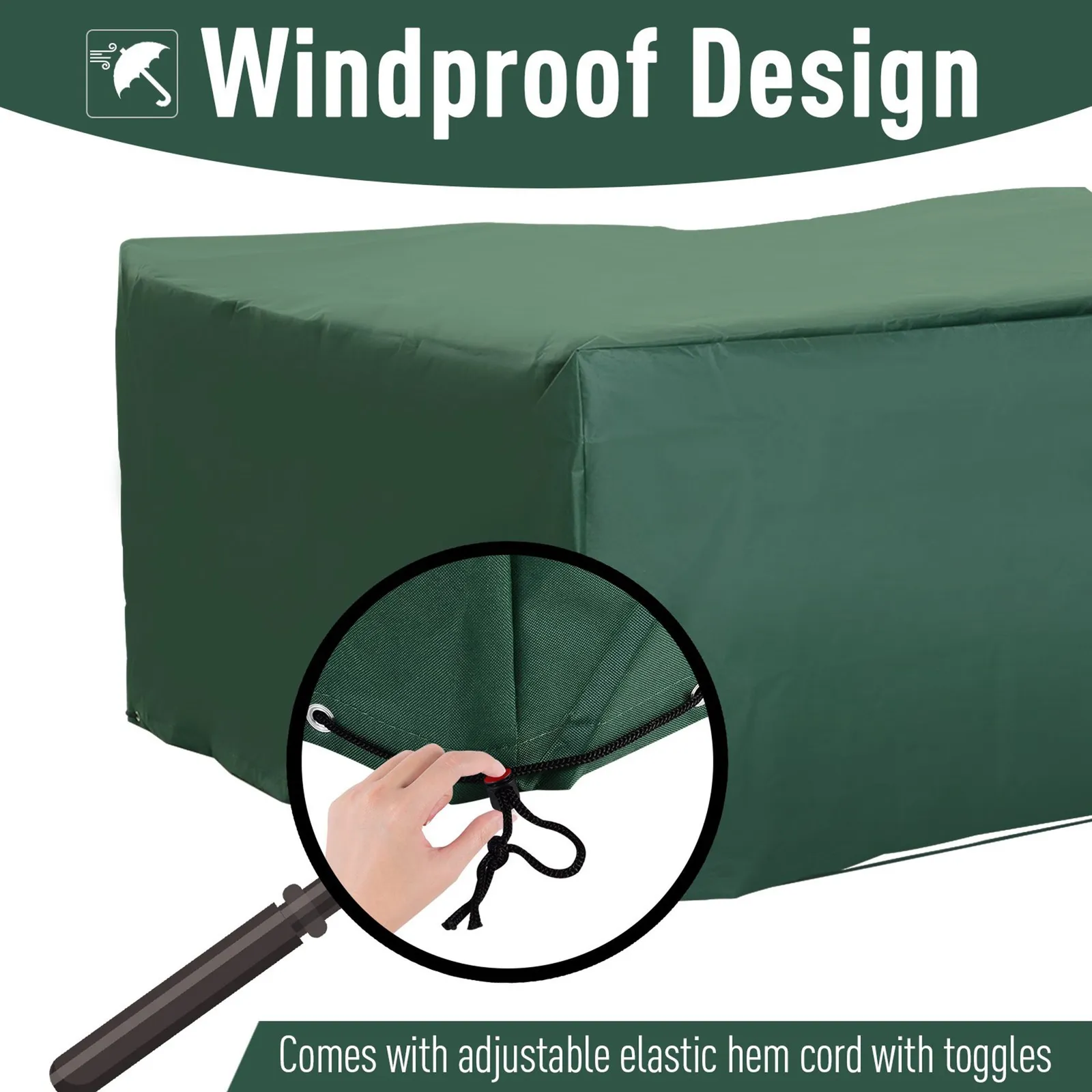 OUTSUNNY UV Rain Protective Cover For Garden Patio Wicker Rattan in Pale Green 4