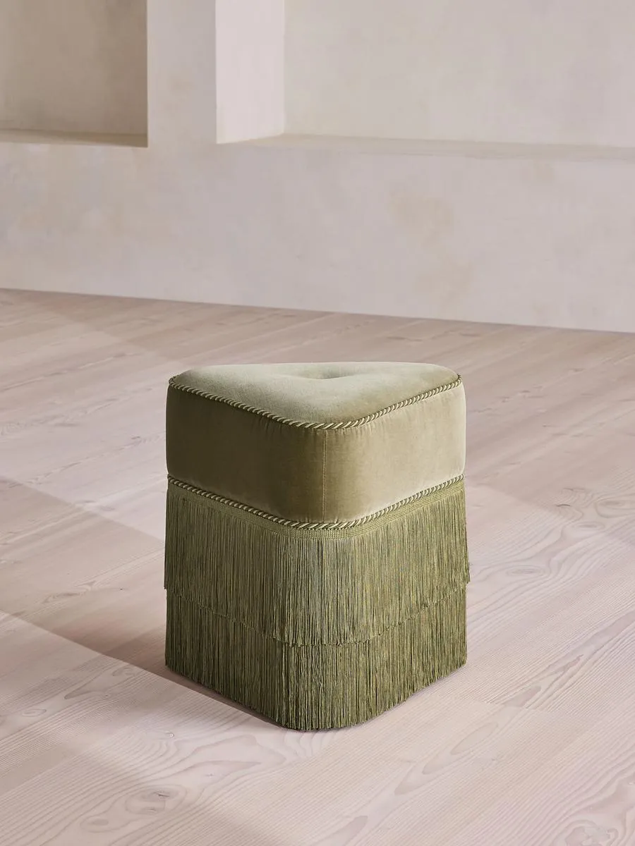 Marta Footstool, Velvet, Lichen