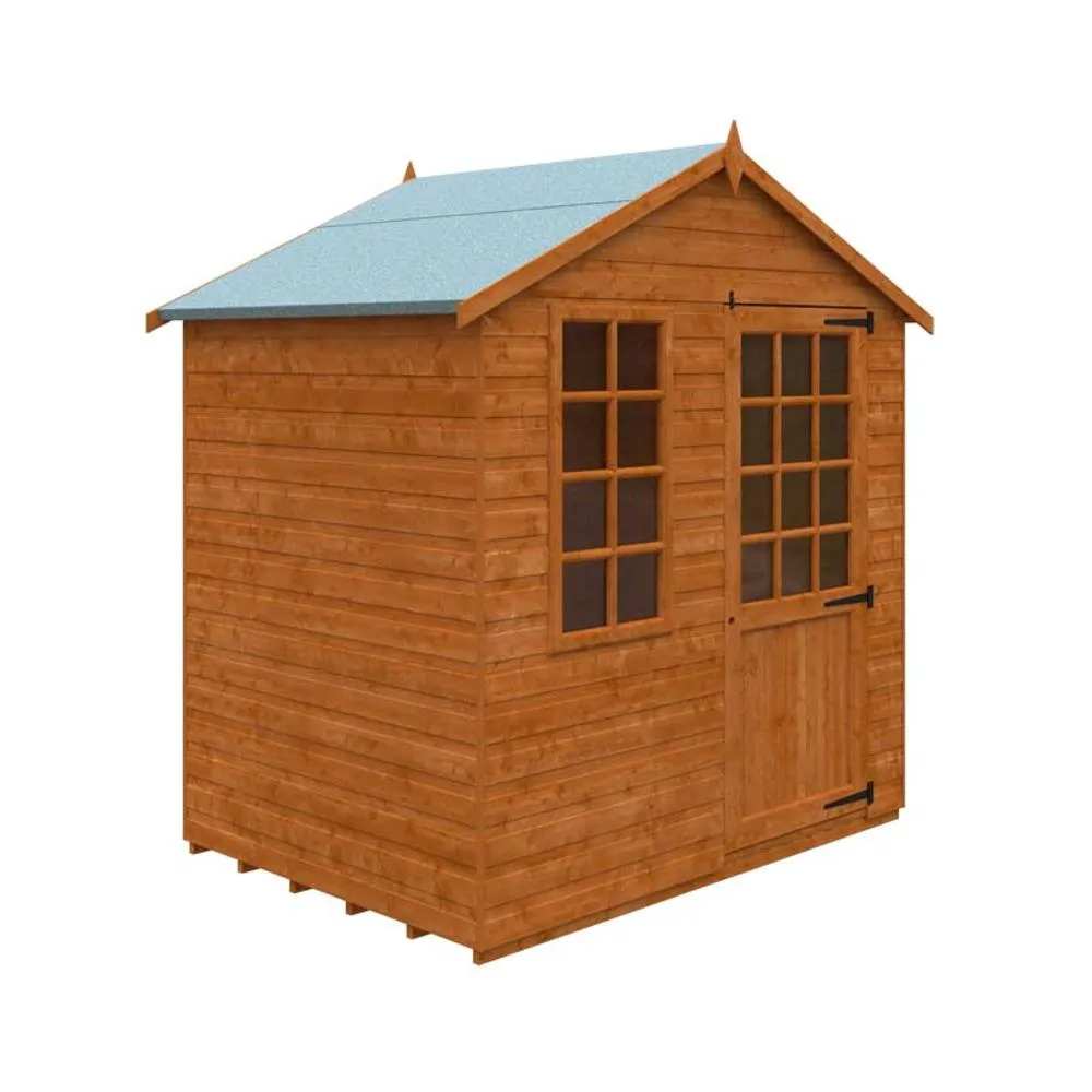 Buttercup Farm 5 x 7 Feet Simple Summer Room 12mm Shed - Solid Wood/Softwood/Pine in Burnt Orange