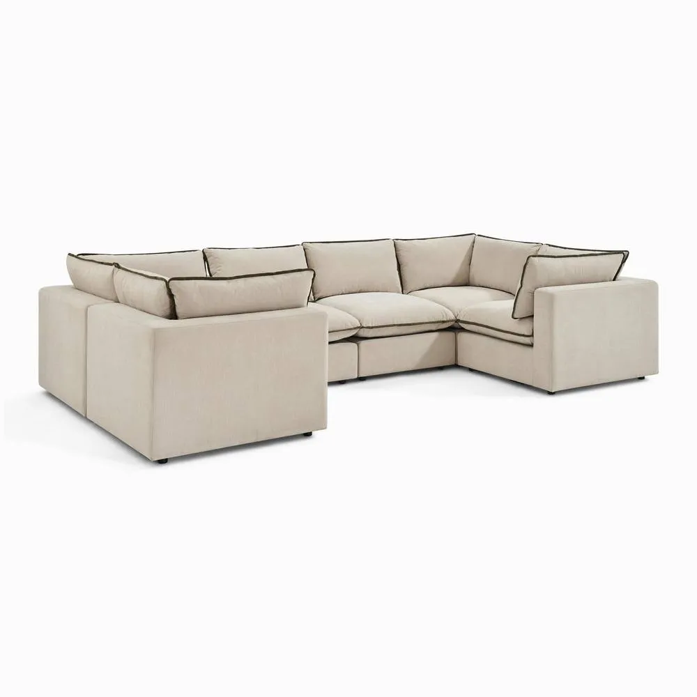 FurnitureboxUK Echo Linen-Look Fabric 5 Seater U-Shaped Modular Corner Sofa 6
