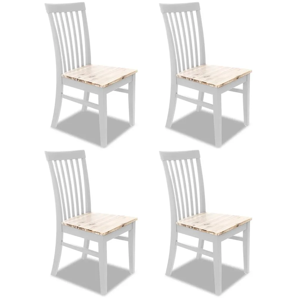 Statement Furniture Florence Highback Wooden Seat Chairs Set of 4 in White 1