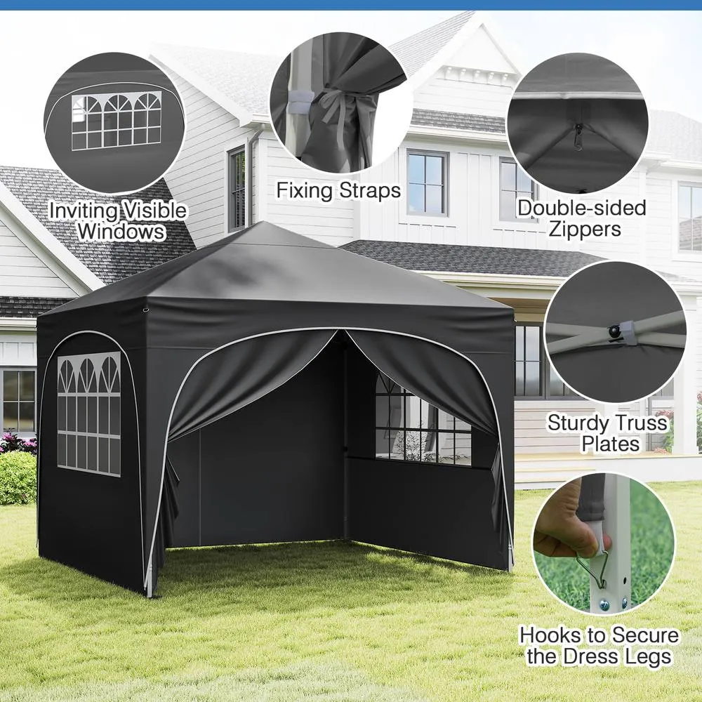 Costway 300x300cm Pop up Canopy Tent Portable Foldable Beach Sun Shelter in Grey 5