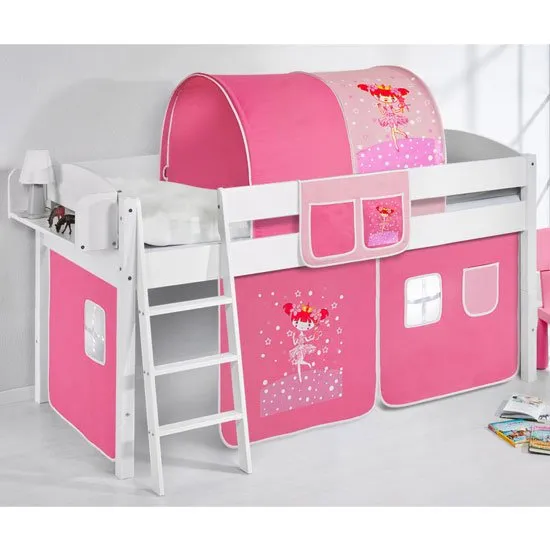 Lilla Children Bed In White With Princess Curtains