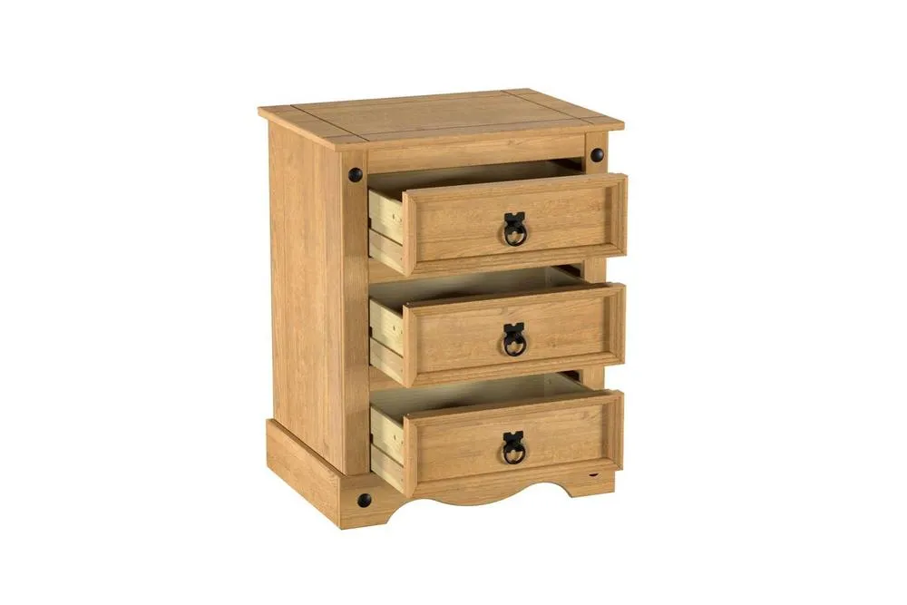 Birlea Pair of Corona Large 3 Drawer Bedside Cabinet Bedside Mexican Chest in Natural 5