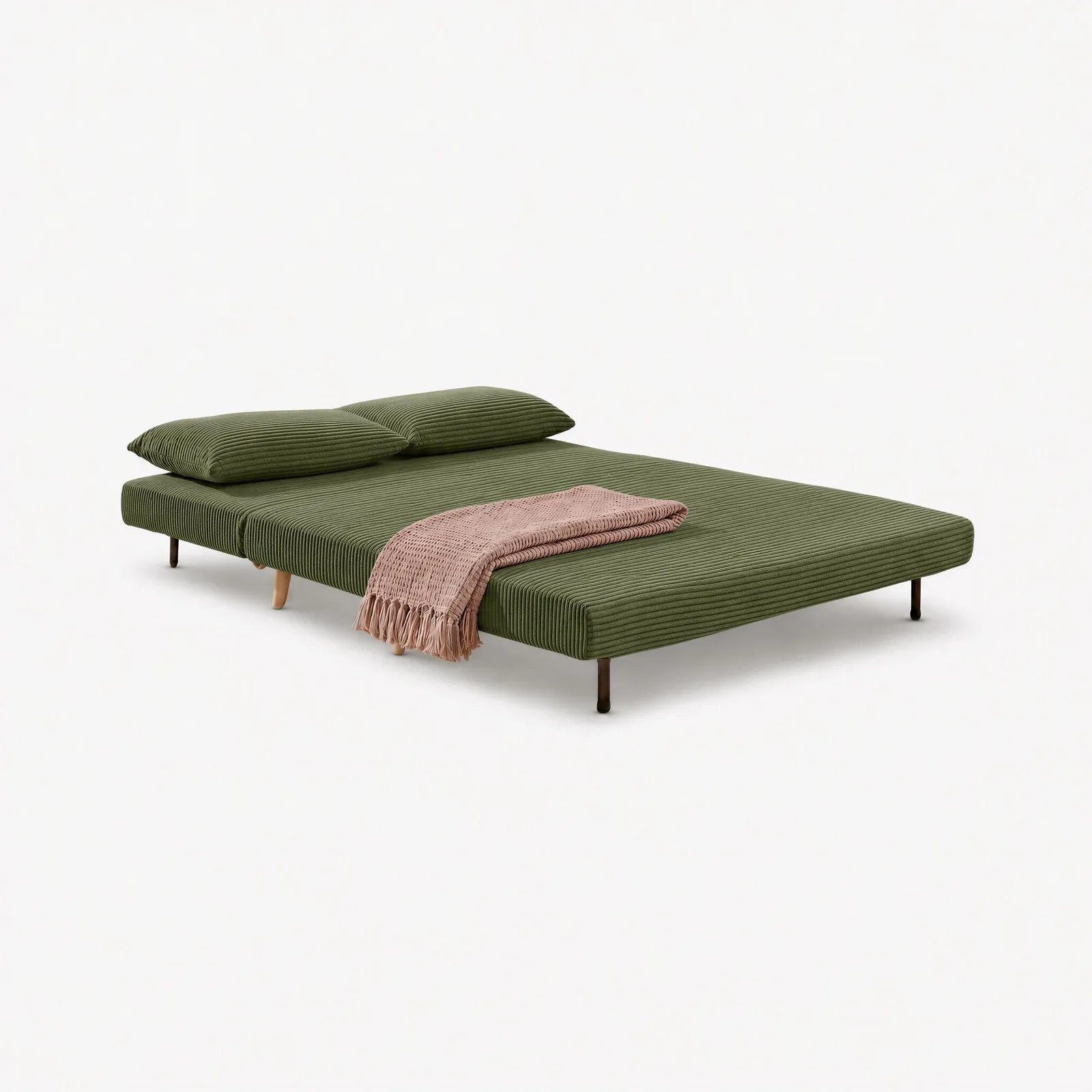 FurnitureboxUK Bobby Green Jumbo Corduroy Folding Double Sofa Bed 3