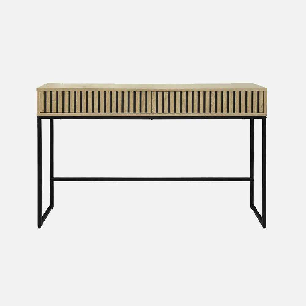 sweeek 120cm Contemporary Console In Grooved Wood Effect in Light Brown 2