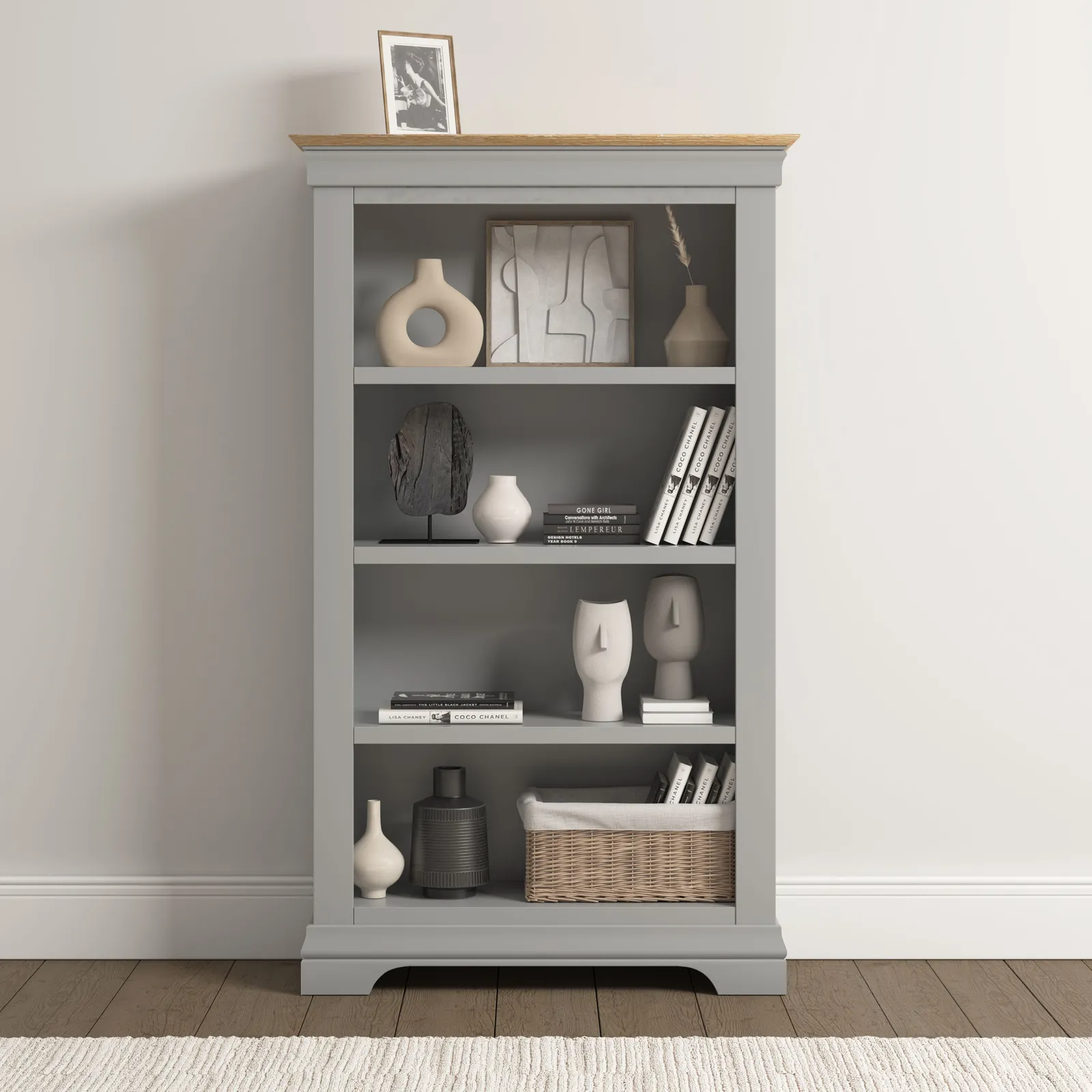 Seconique Bordeaux Bookcase (Fully Assembled) in Light Grey