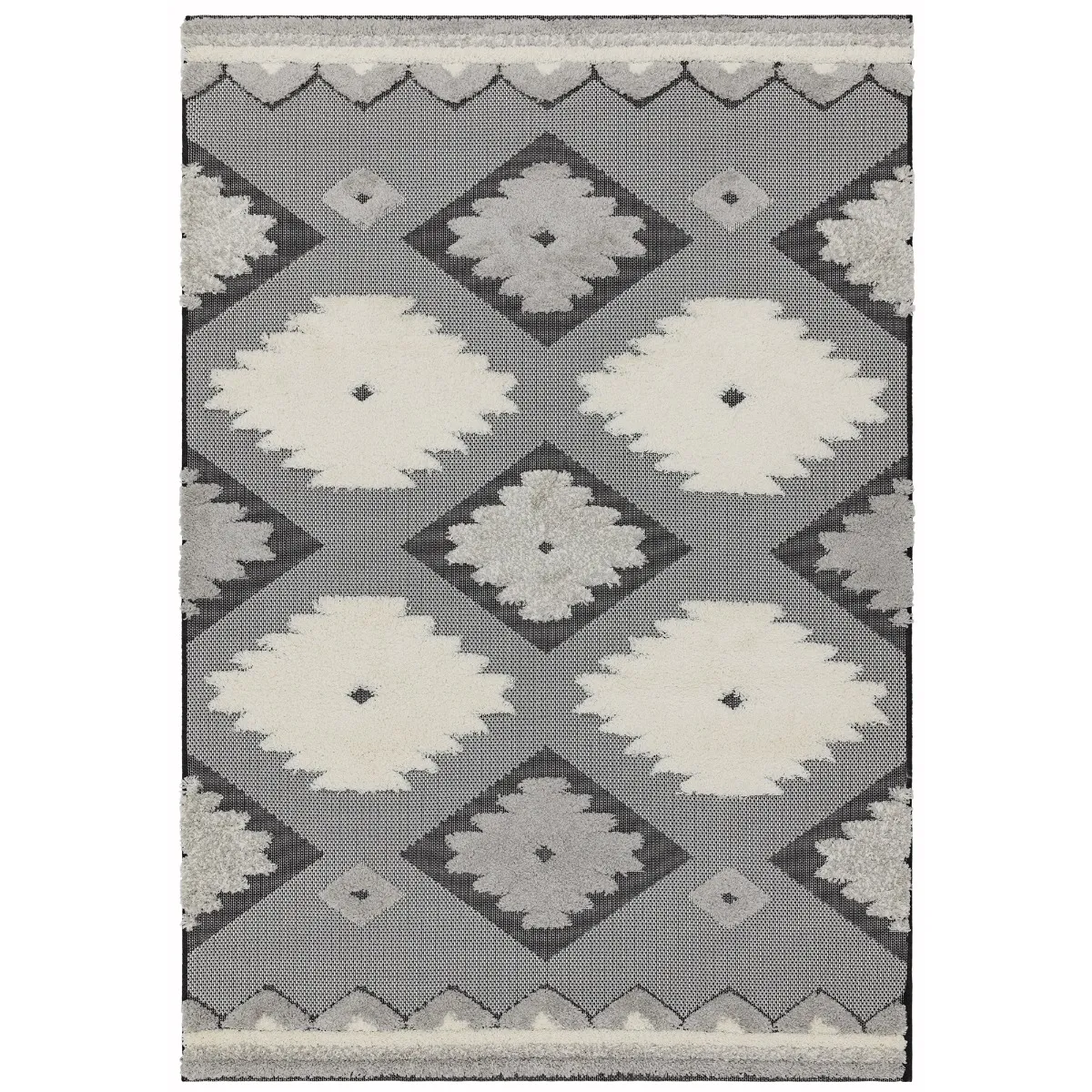Tate Tufted Rug, Black and Cream