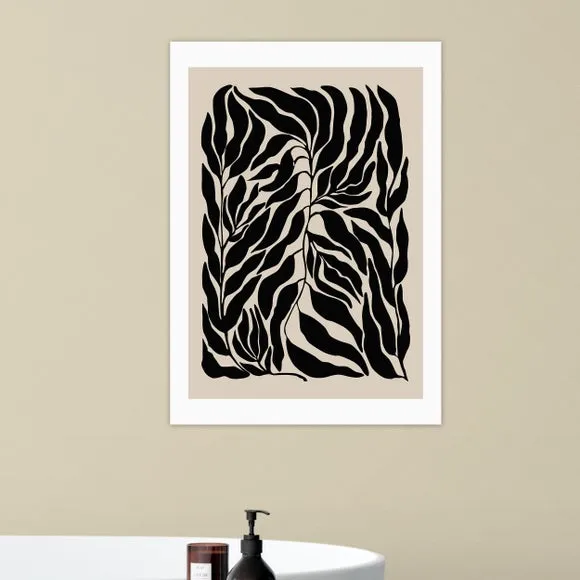 East End Prints Beige & Black Botanical Print 1