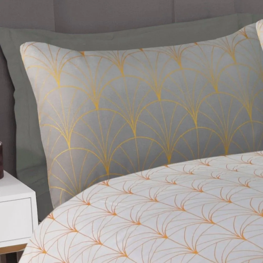 Smart Living Printed Luxury Ombre Metallic Deco Duvet Cover With Pillowcases in Grey 2
