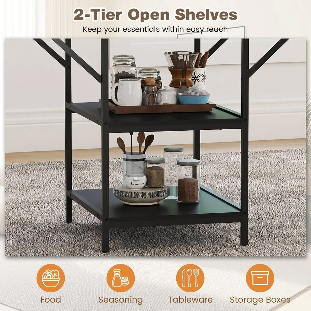 Costway Dining Table for 4-6 Rectangular Dining Table w/Storage Shelves in Black 3
