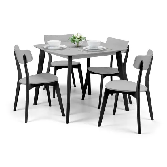 Casa 4 Seater Square Dining Table, Grey and Black 5