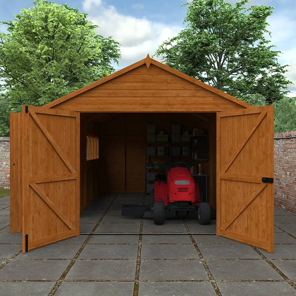 Buttercup Farm 18 x 10 Feet Garage 12mm Shed - Solid Wood/Softwood/Pine in Burnt Orange 6