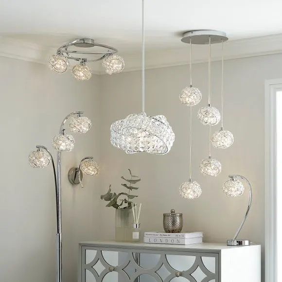 Cecilie 3 Light Crystal Semi Flush Ceiling Light 2
