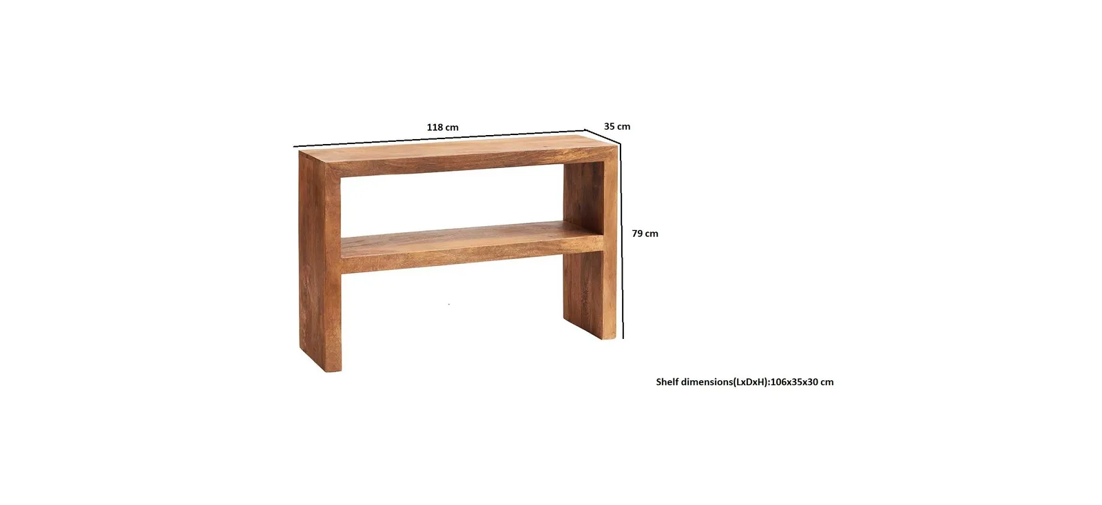 IH Design Duvid Light Mango Console Table with Shelf in Brown 5