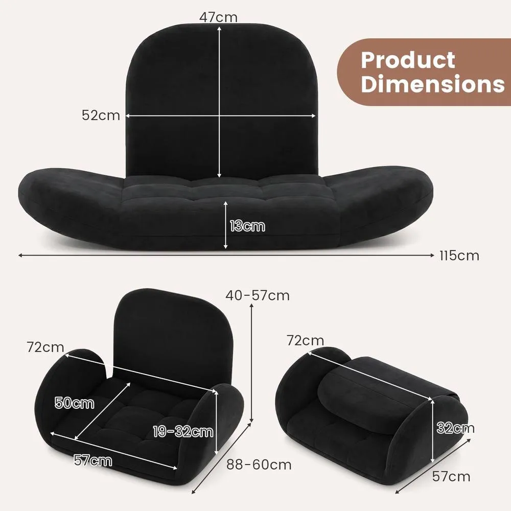 Costway Modern Gaming Floor Chair Folding Sofa Chair w/3-Position Backrest in Black 3