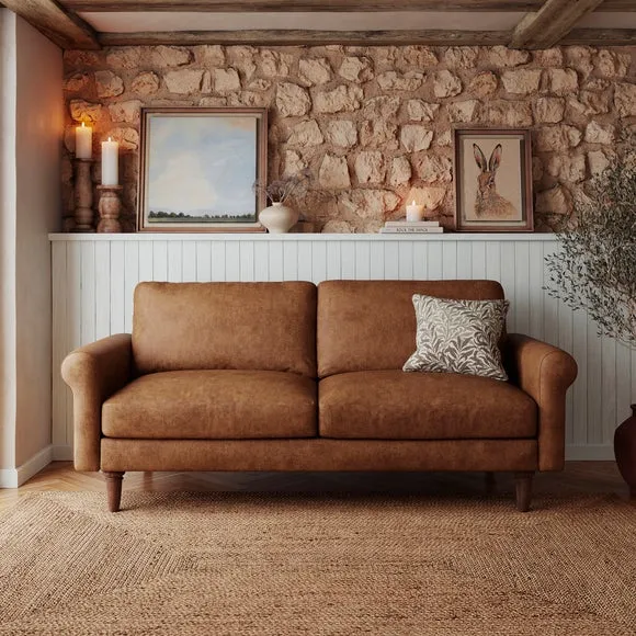 Maeve Compact Faux Leather 3 Seater Sofa