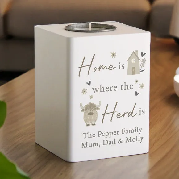 Personalised Highland Cow Tealight Holder