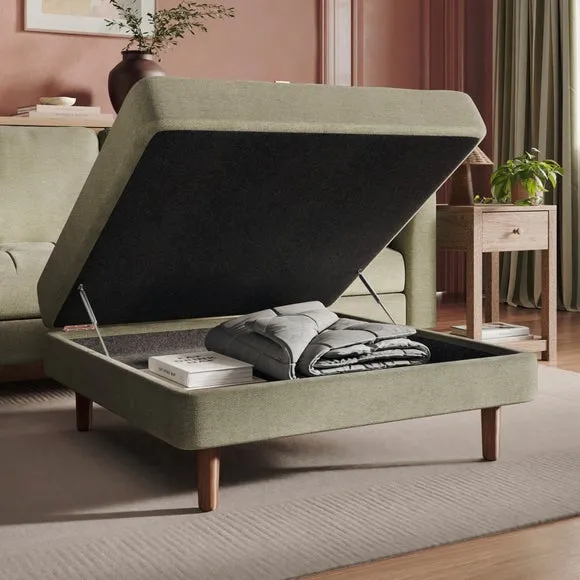 Max Soft Tonal Chenille Square Storage Footstool 2