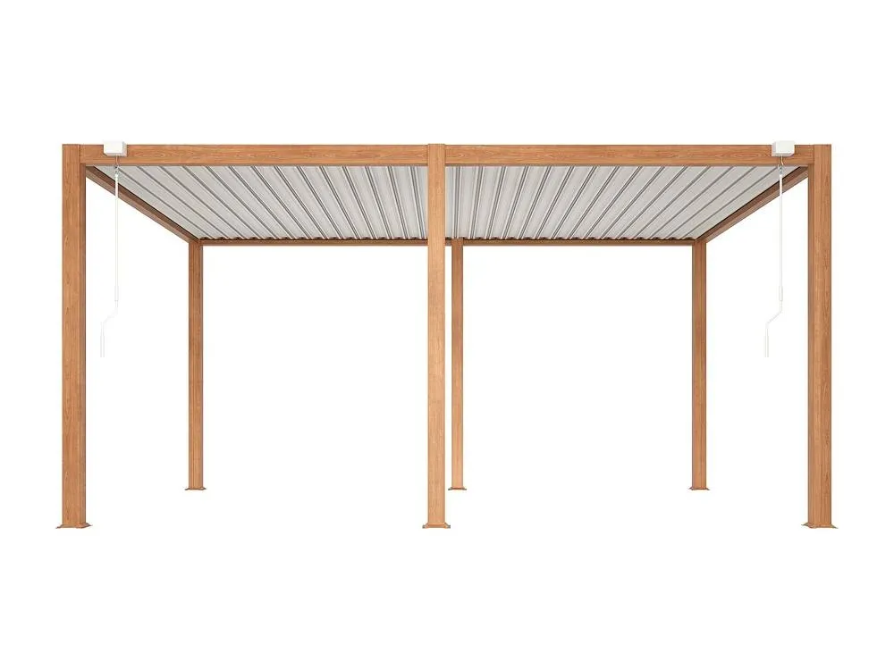 Vente-unique Freestanding Bioclimatic Aluminium Pergola With Adjustable Louvres in Walnut 2