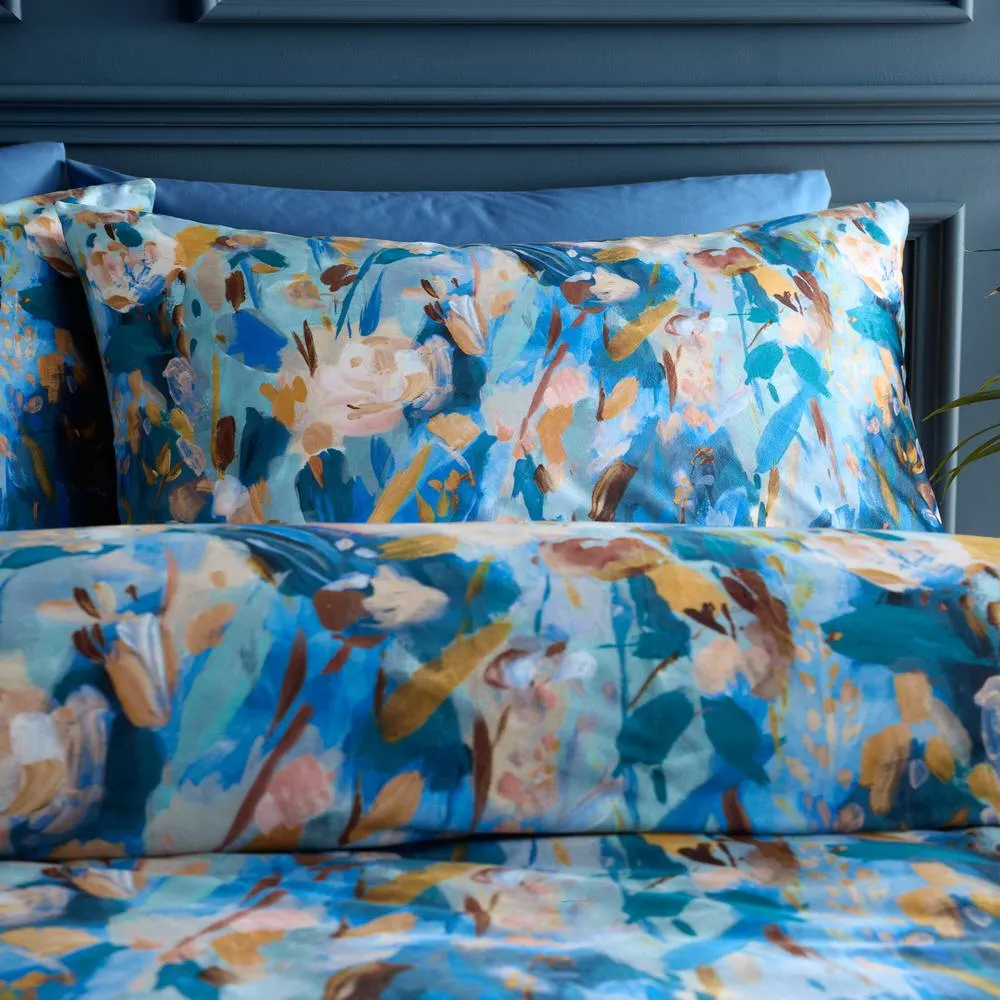 Portfolio Home Daphne Floral Duvet Cover Quilt Set With Pillowcase Bedding in Blue 4