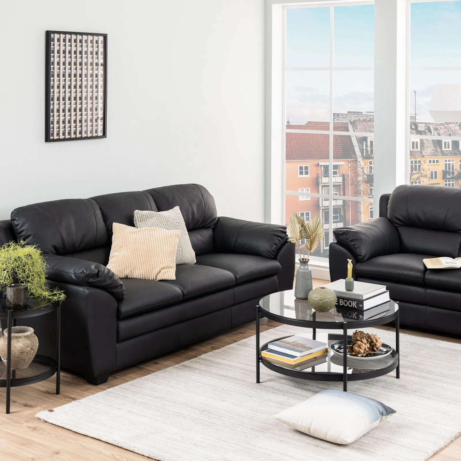 Furniture To Go Bayonne Round Coffee Table in Black with Smoked Glass Top 3