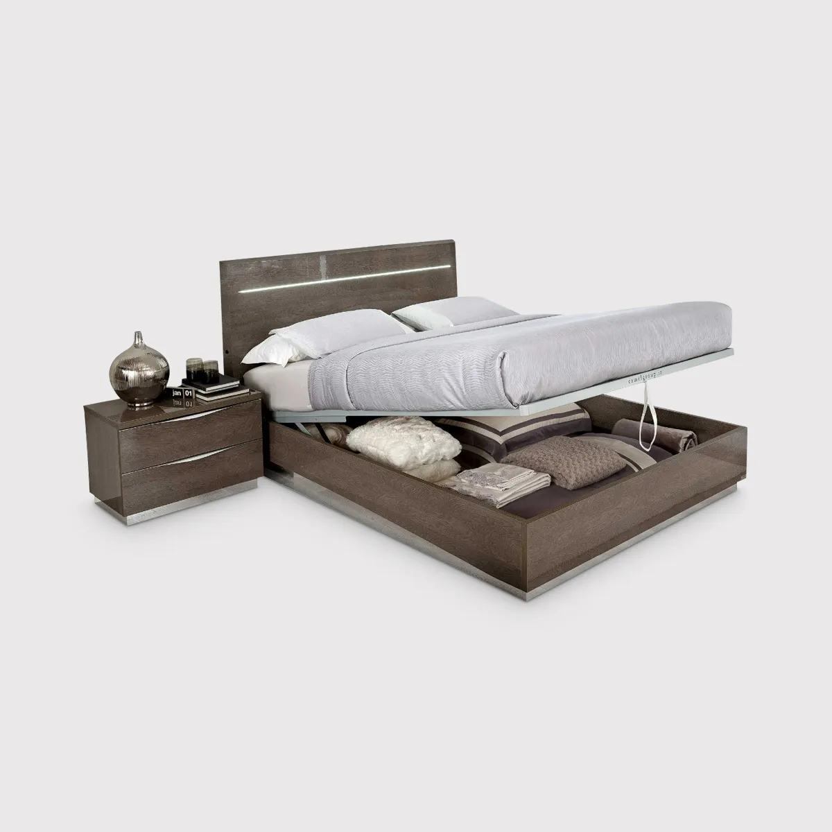 Lutyen 154Cm King Bed Storage Base With Folding Slats, Grey Gloss | W161cm | Barker & Stonehouse 2