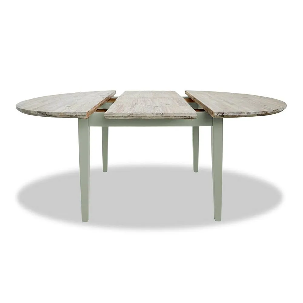 Statement Furniture Florence Round Oval Extendable Kitchen Dining Table in Light Green 2