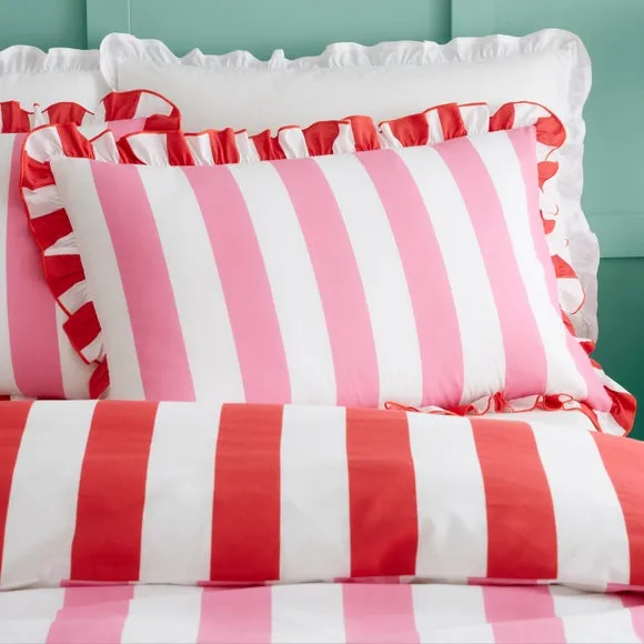 Emmy Frilled Stripe 100% Cotton Standard Pillowcase Pair