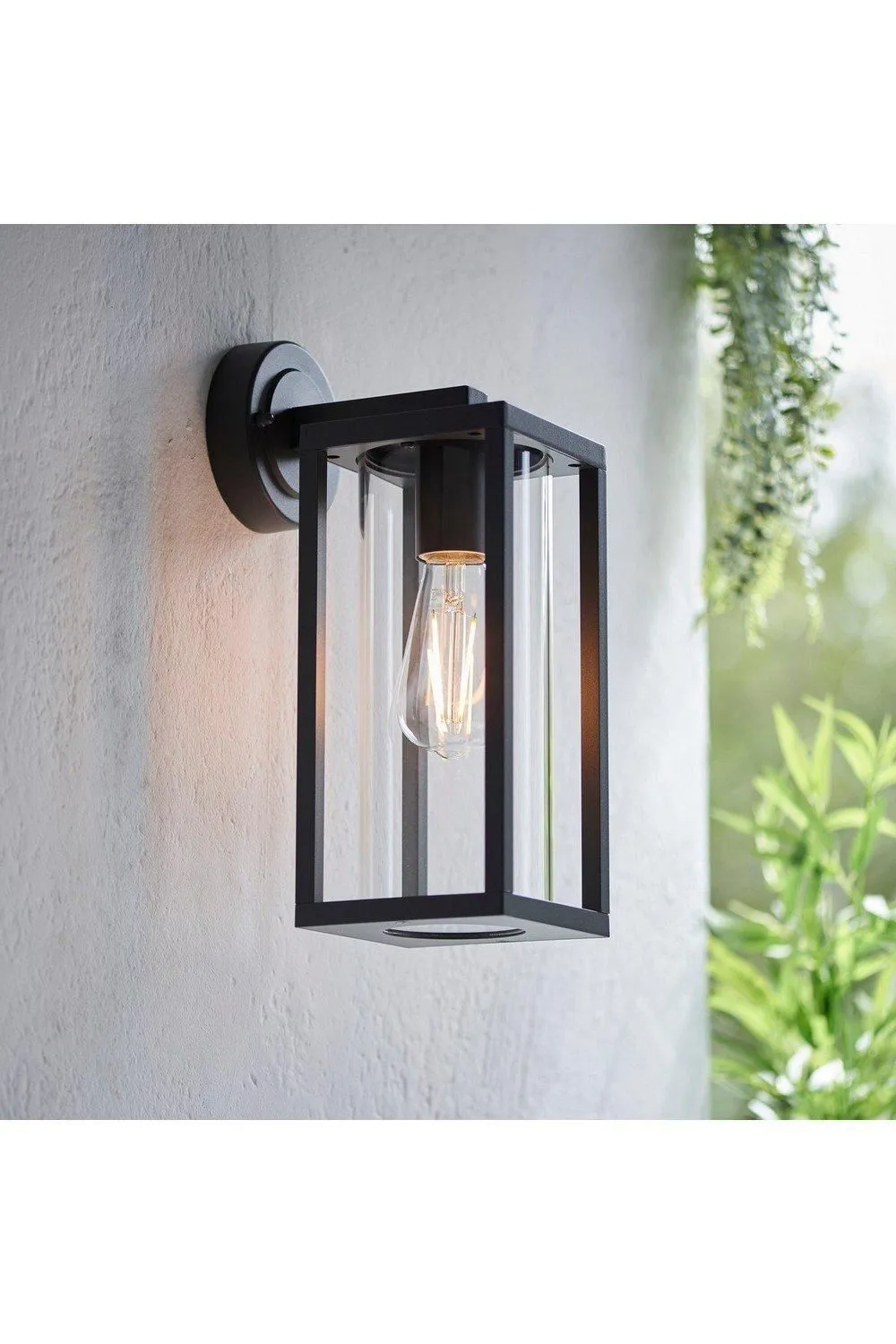 Netlighting Hamden Modern Exterior Wall Light Textured Black Clear Glass Diffuser IP44 2