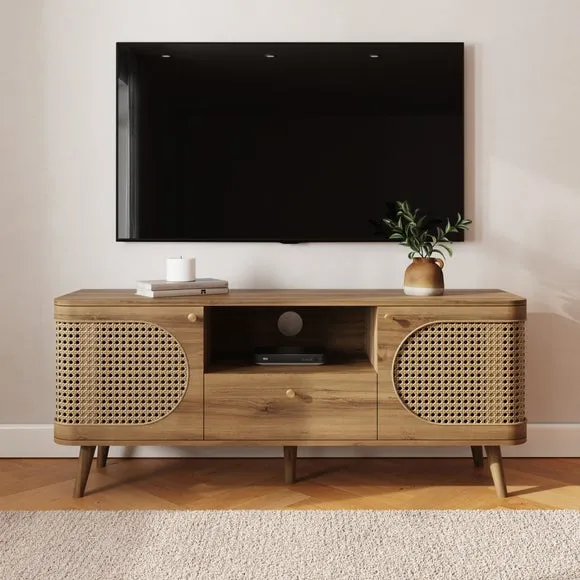 Sorrel Wide TV Unit for TVs up to 55", Wood Effect