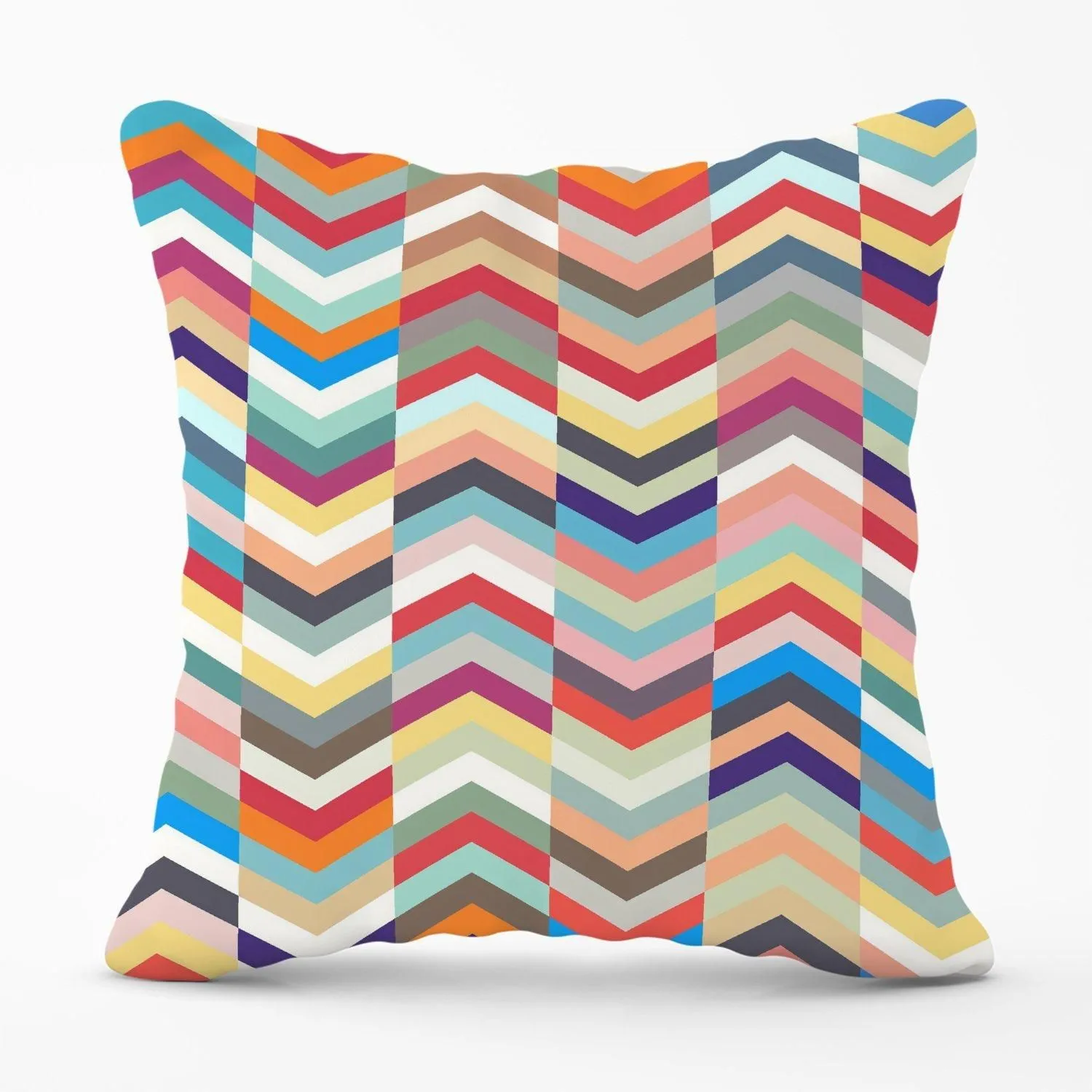 Warren Reed - Designer Geometric Multi Colored Chevron Pattern Outdoor Cushion in Red