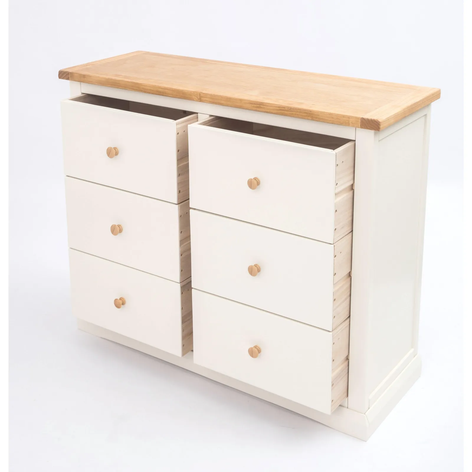 Cabinet Bits Castelli 6 Drawer Chest of Drawers Wood Knob in Off-White 4