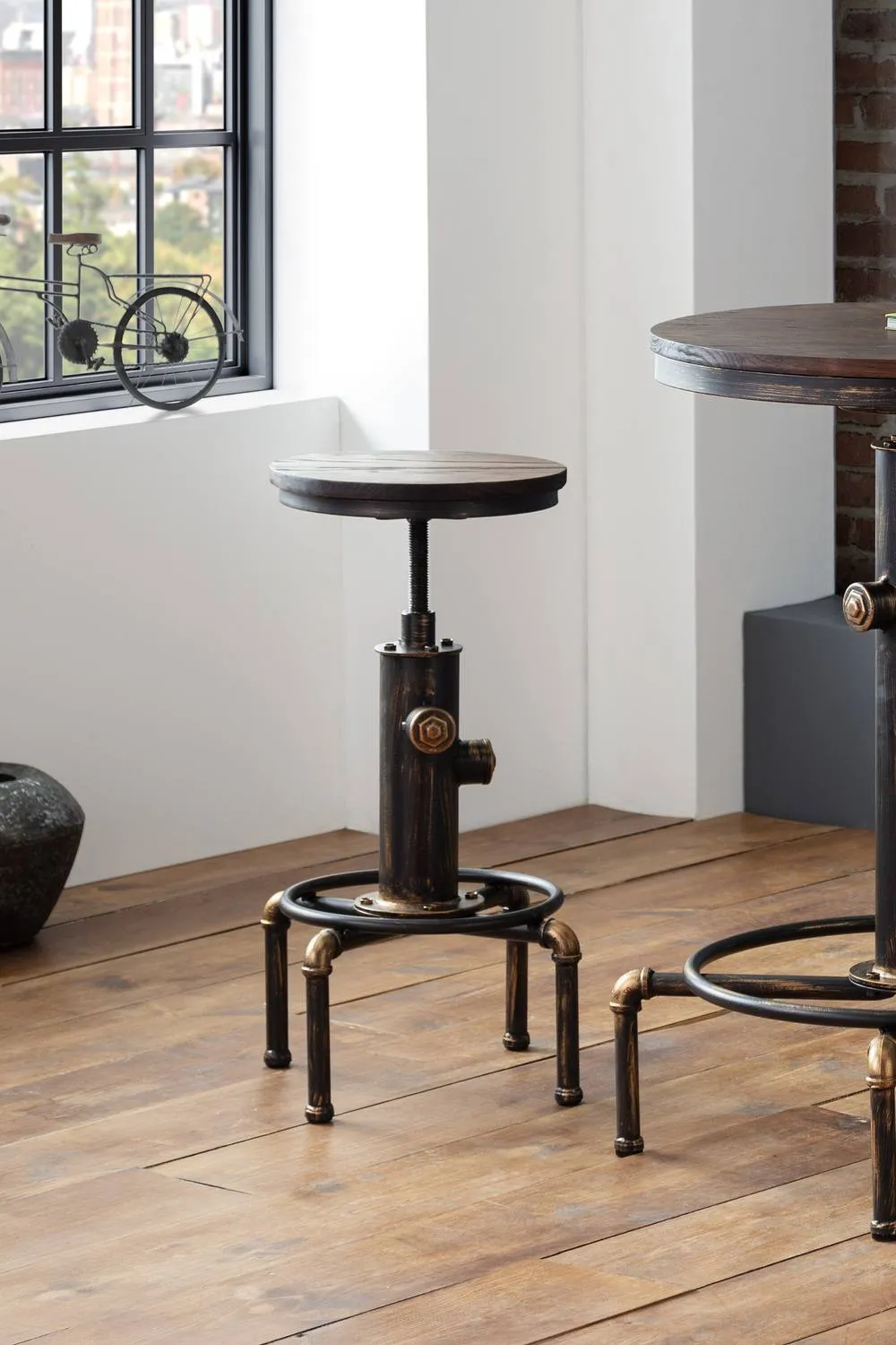Julian Bowen Rockport Round Bar Stool in Dark Brown