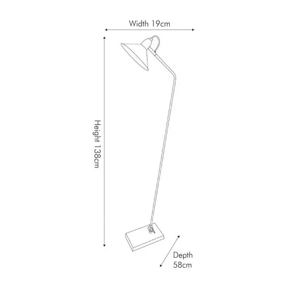 Canton Matt Black and Glass Cone Floor Lamp 3