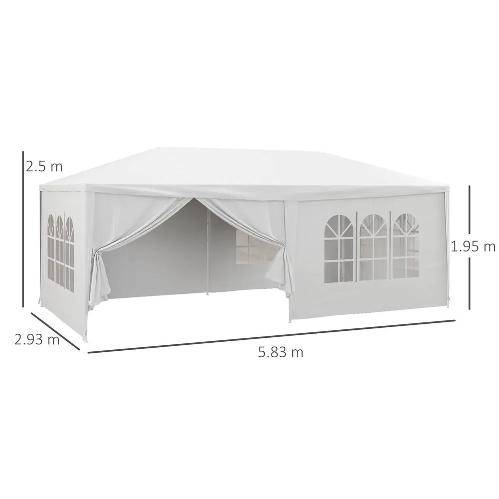 OUTSUNNY 6 x 3(m) Outdoor Gazebo Canopy Party Tent with 6 Removable Side Walls in White 3