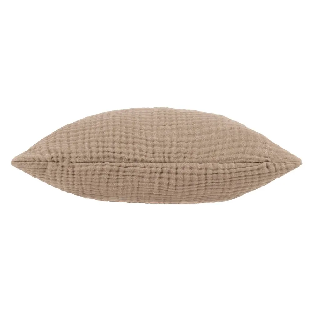 Yard Lark Muslin 100% Cotton Plain Cushion in Light Brown 3