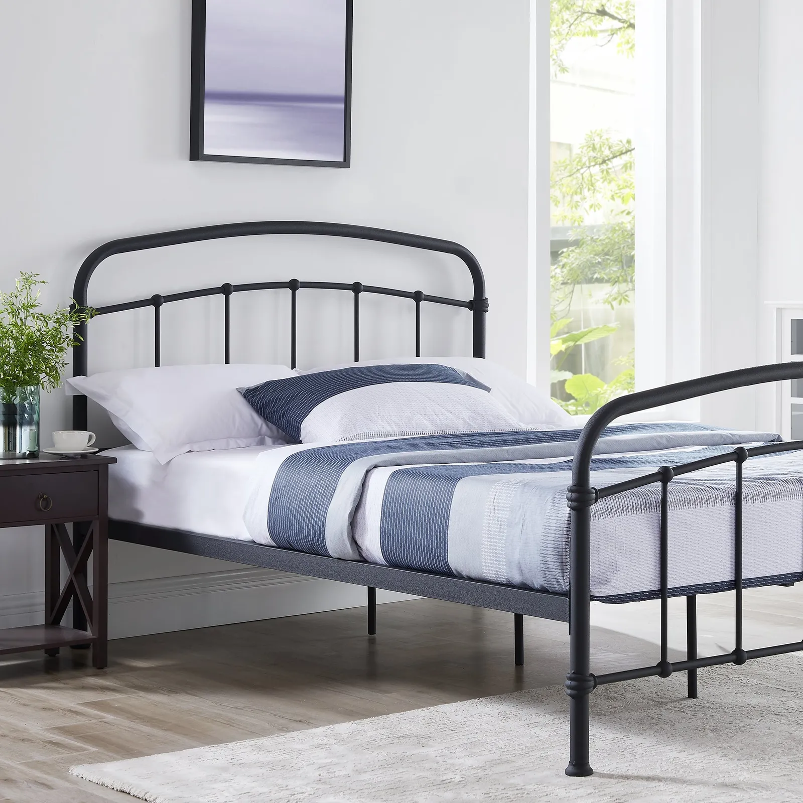 Halston Black Metal Bed Frame Black