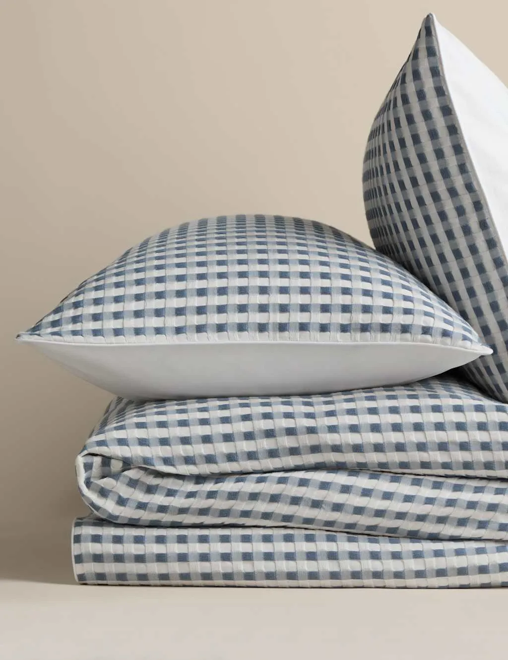 M&S Pure Cotton Waffle Bedding Set Slate Blue