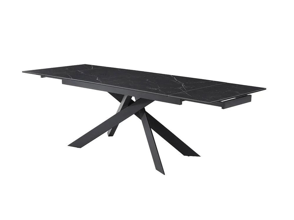 Vente-unique 6 - 10 Seater Extendable Dining Table In Ceramic, Tempered Glass and in Black 4