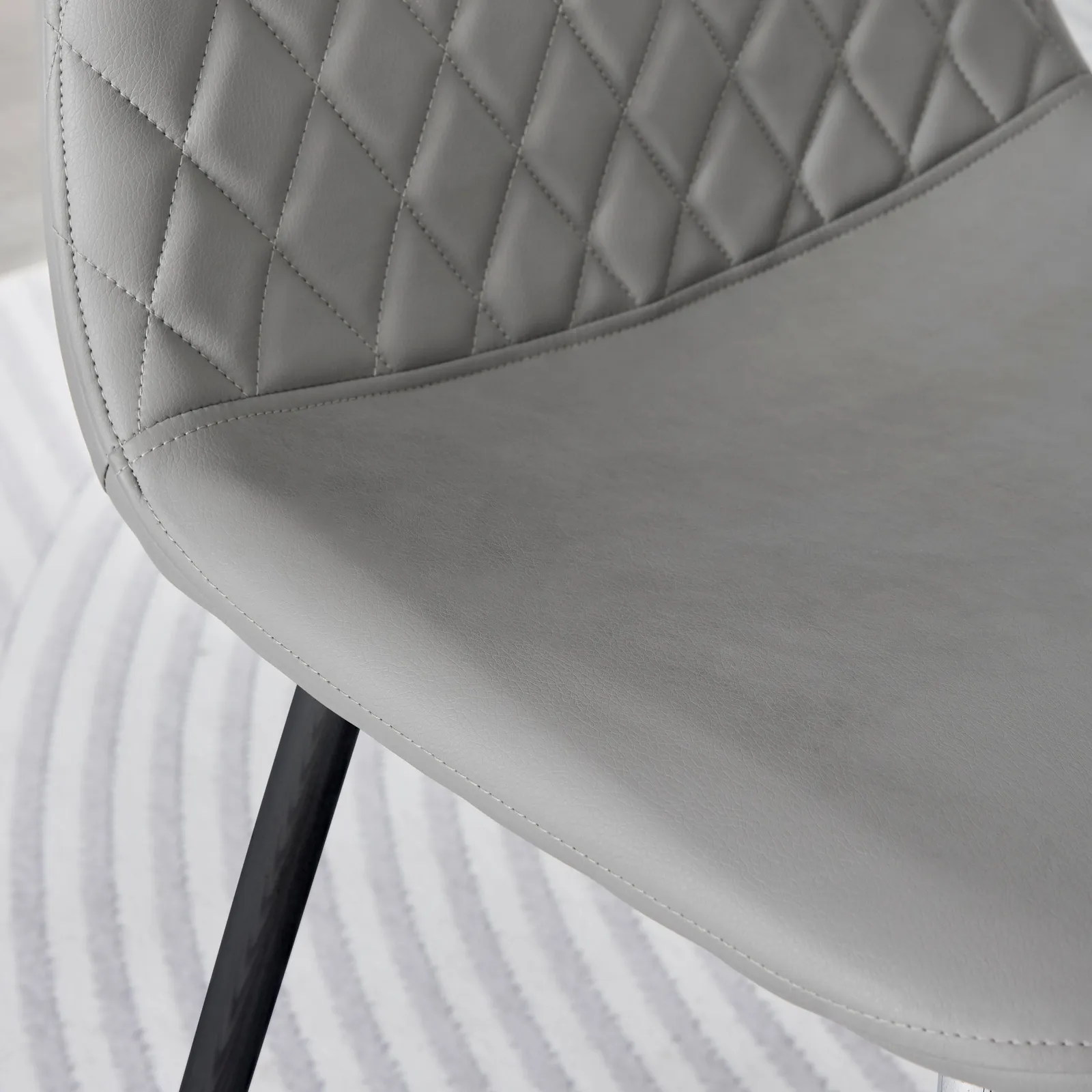 FurnitureboxUK 2x Corona Black Leg Faux Leather Dining Chair in Grey 4