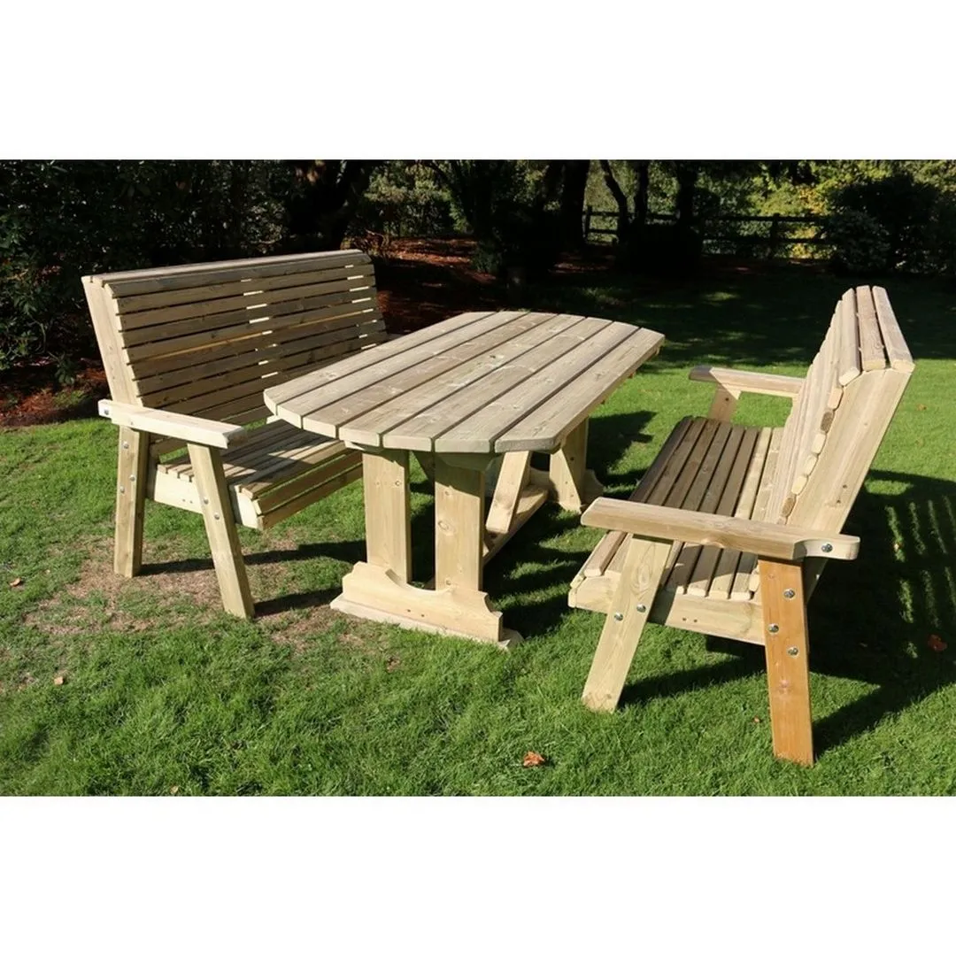 Churnet Valley Garden Furniture Ltd Ergo Dining Table Bench Set - Sits 4 - Min. Assembly Required in Brown 3