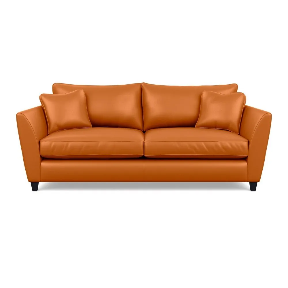 Heal's Torino 4 Seater Leather Sofa Leather Cognac Black Feet