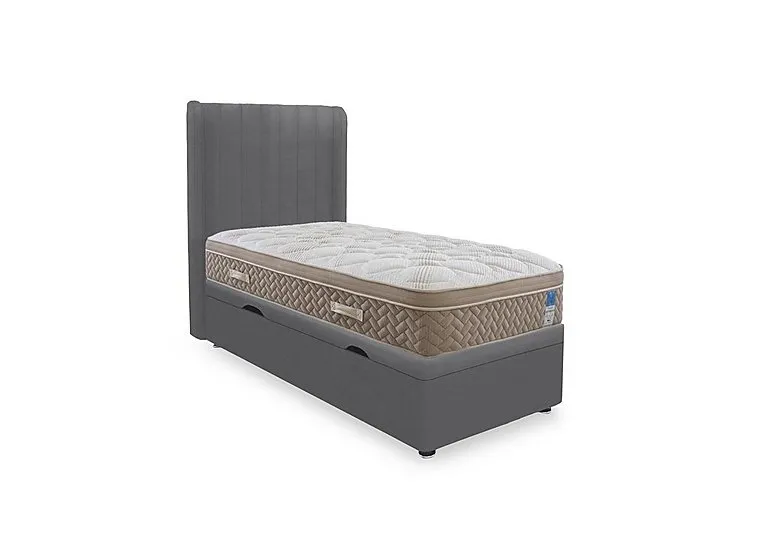 PlushTech Side Lift Ottoman Divan Set - Small Single - Plush Dark Grey