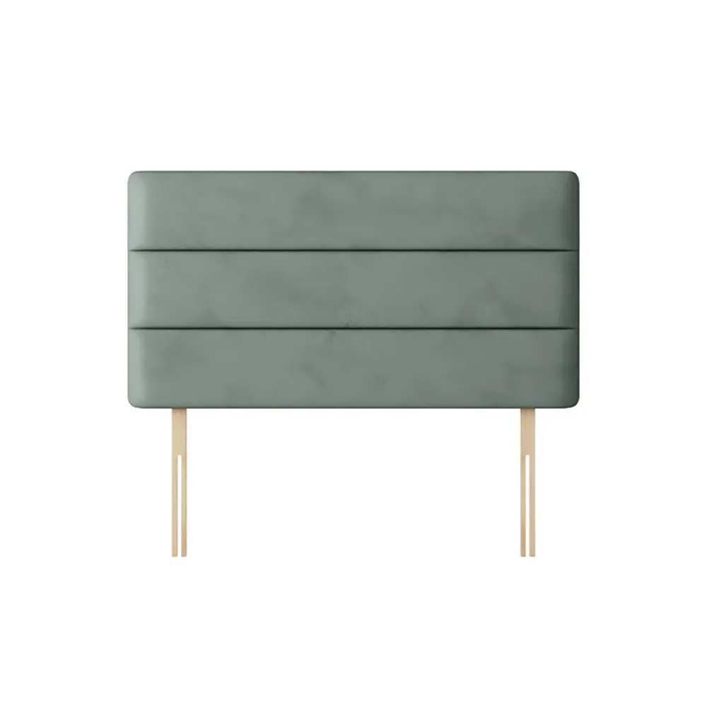 Cornell - Single - Lined Headboard - Light Grey - Velvet - 3ft - Happy Beds 1